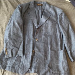 Loro Piana Linen Navy Blue Sport Coat Blazer 54EU